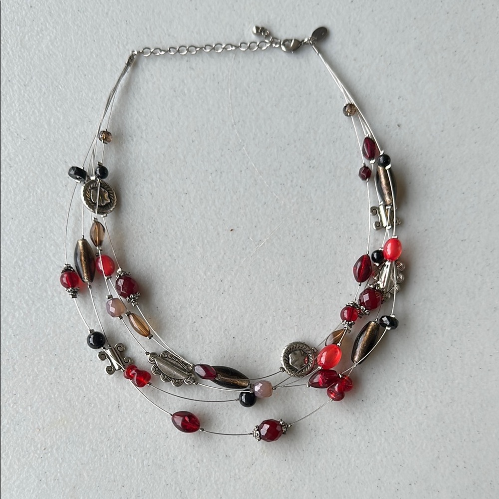 Lia Sophia Elegant Red and Silver Necklace